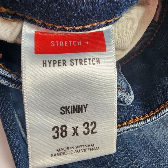 Express Mens Hyper Stretch Skinny Jeans 38x32 Blue Denim - Picture 11 of 16